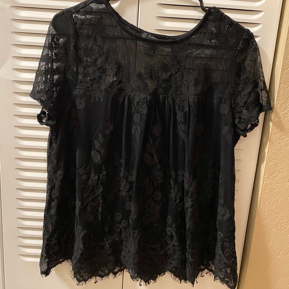 Black lacy top